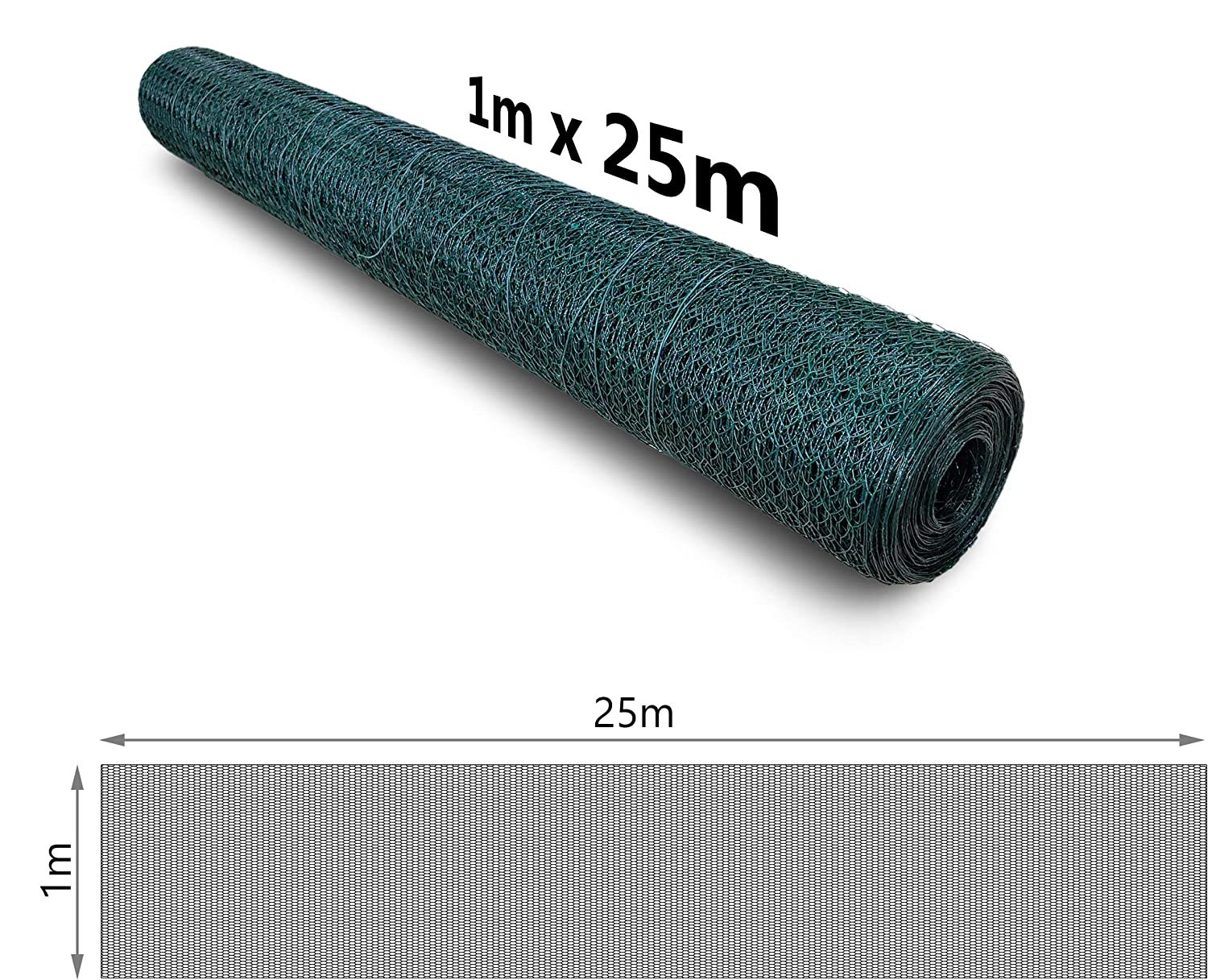 1'' x 1'' Hexagonal Wire Mesh PVC Coated