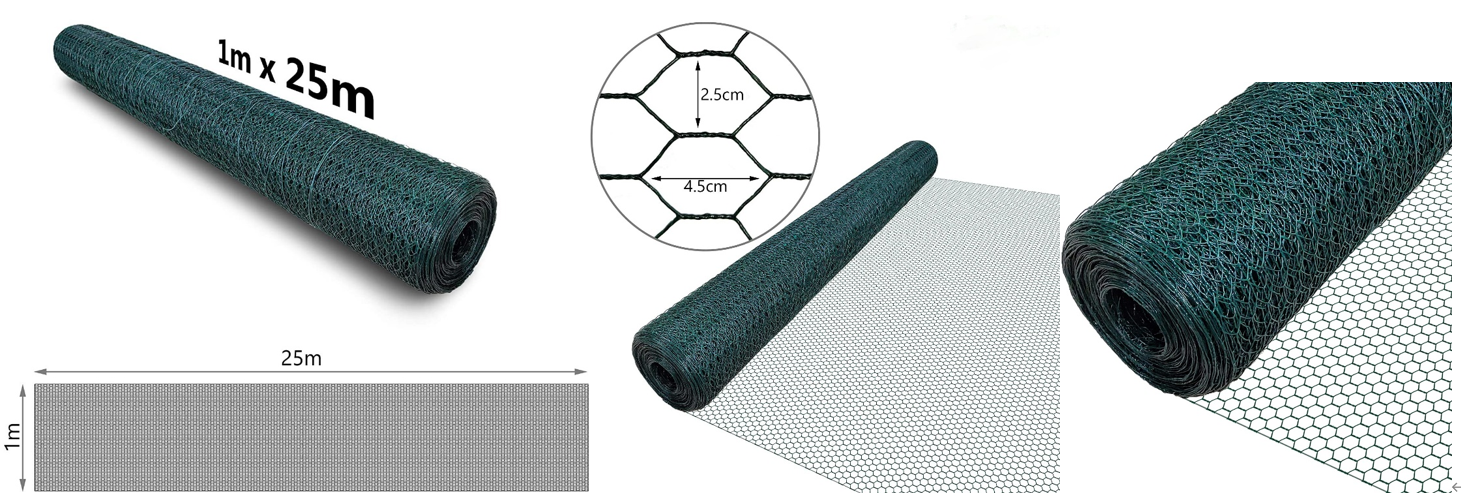 19mm x 19mm Hexagonal Wire Mesh PVC Coated